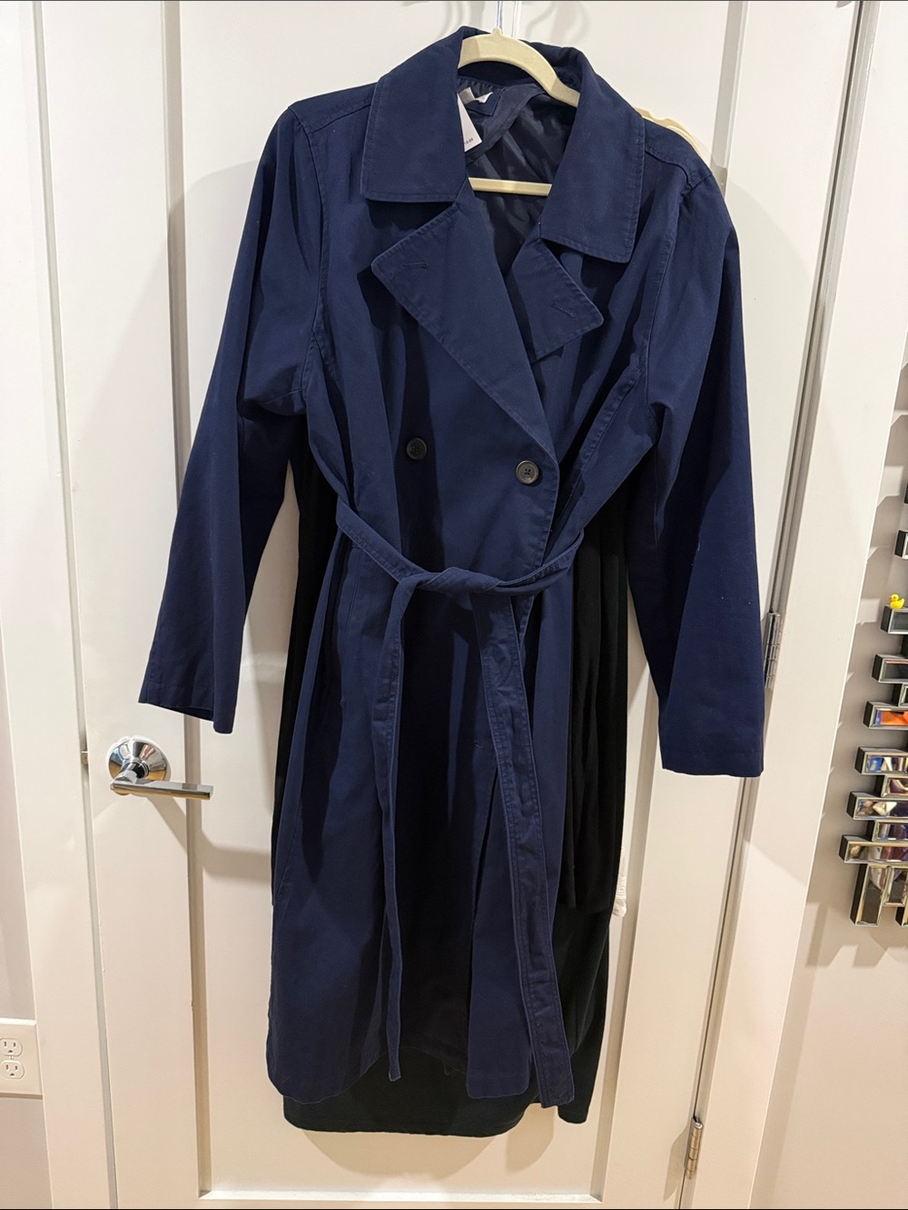 GAP Navy Double-Breasted Trench Coat with Tie Belt